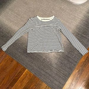 Madewell Black and White Striped Long Sleeve Shirt